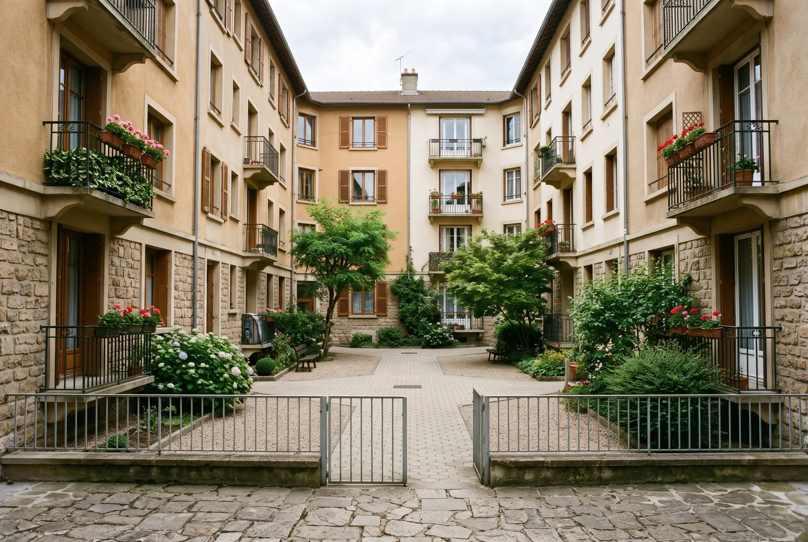 Cour intérieure d'un immeuble à Francheville